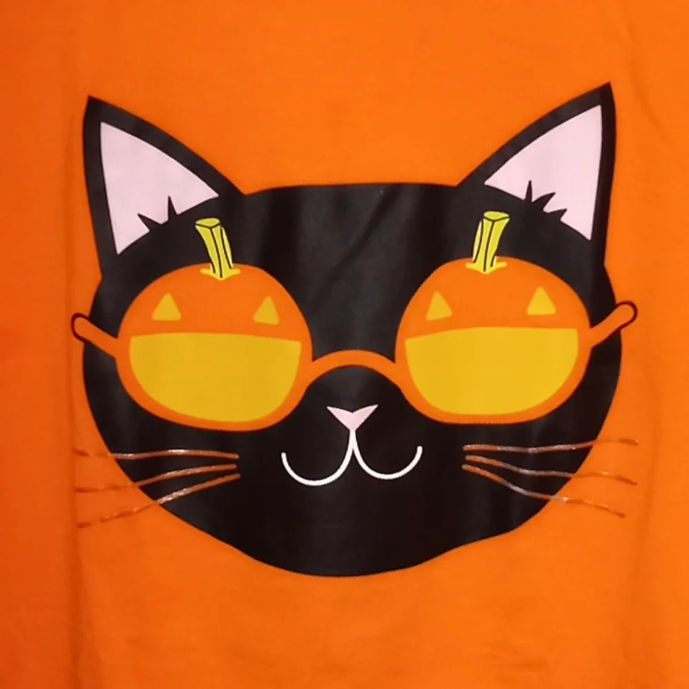 Halloween Black Cat Tee Shirt Size XL 14-16